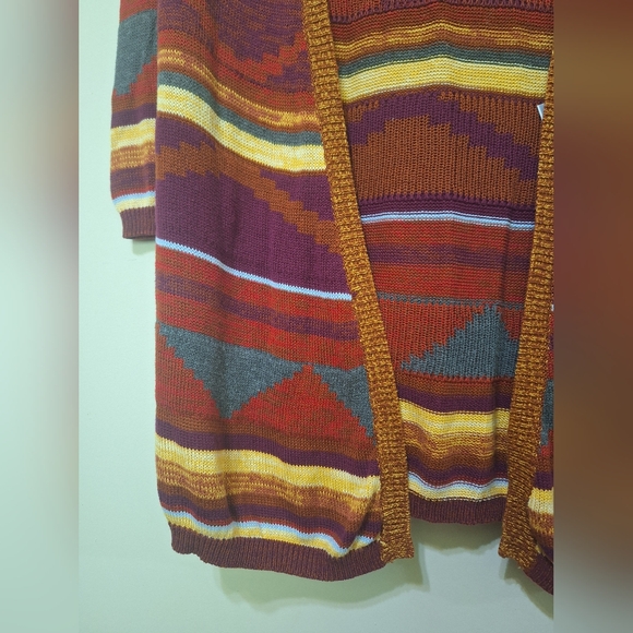 California Moonrise XS women's southwestern knit open long hooded cardigan - Picture 5 of 7